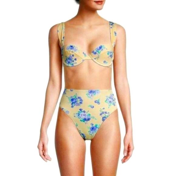 WeWoreWhat Floral Wide Strap Underwire Bikini Top & Bottom 2 Piece Set Medium - Picture 2 of 9